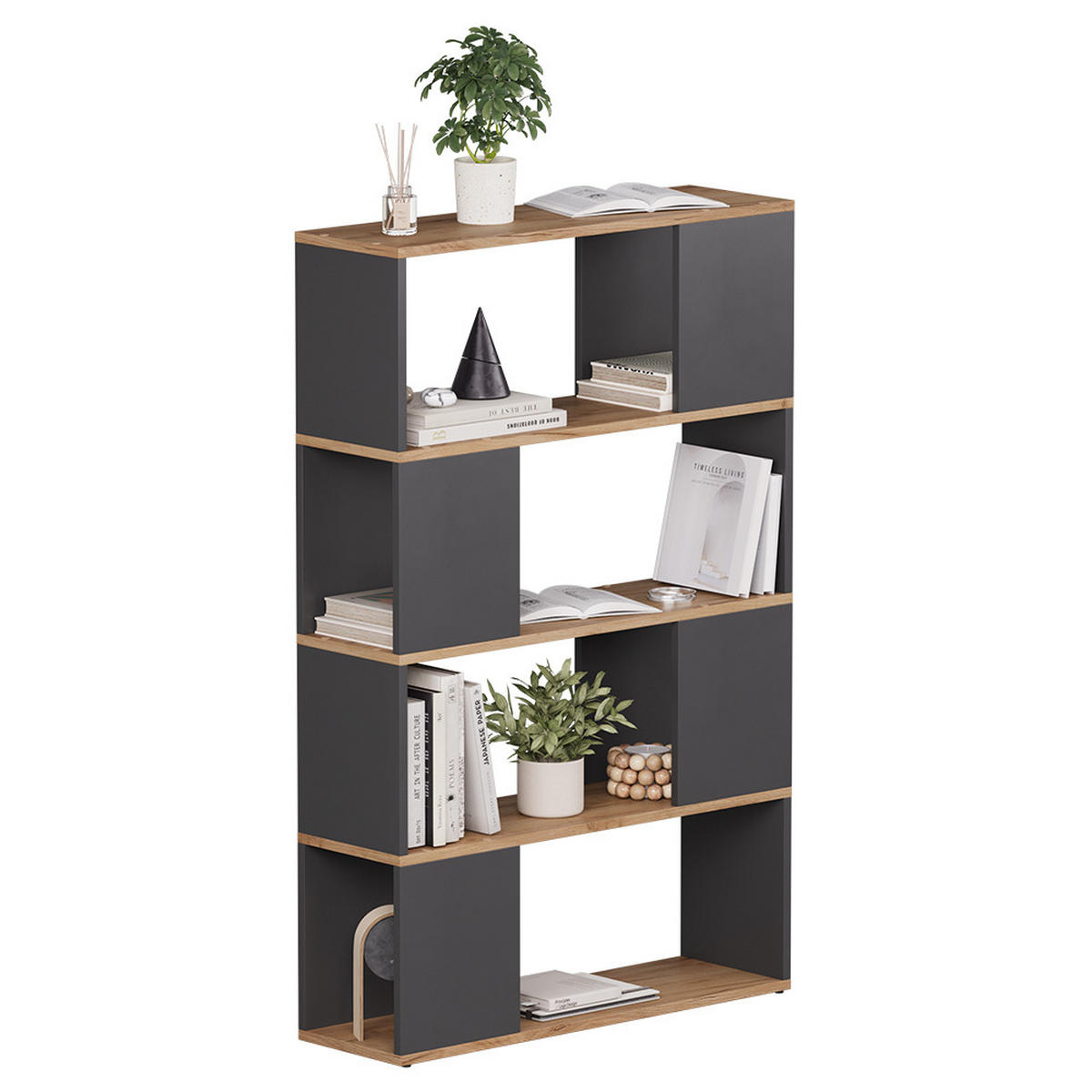 RAUMTEILER Eneos Anthrazit/Goldkraft Eiche 80 x 124.5 cm - Honigeiche/Anthrazit, Holzwerkstoff (80/124.5/24cm) - Vicco