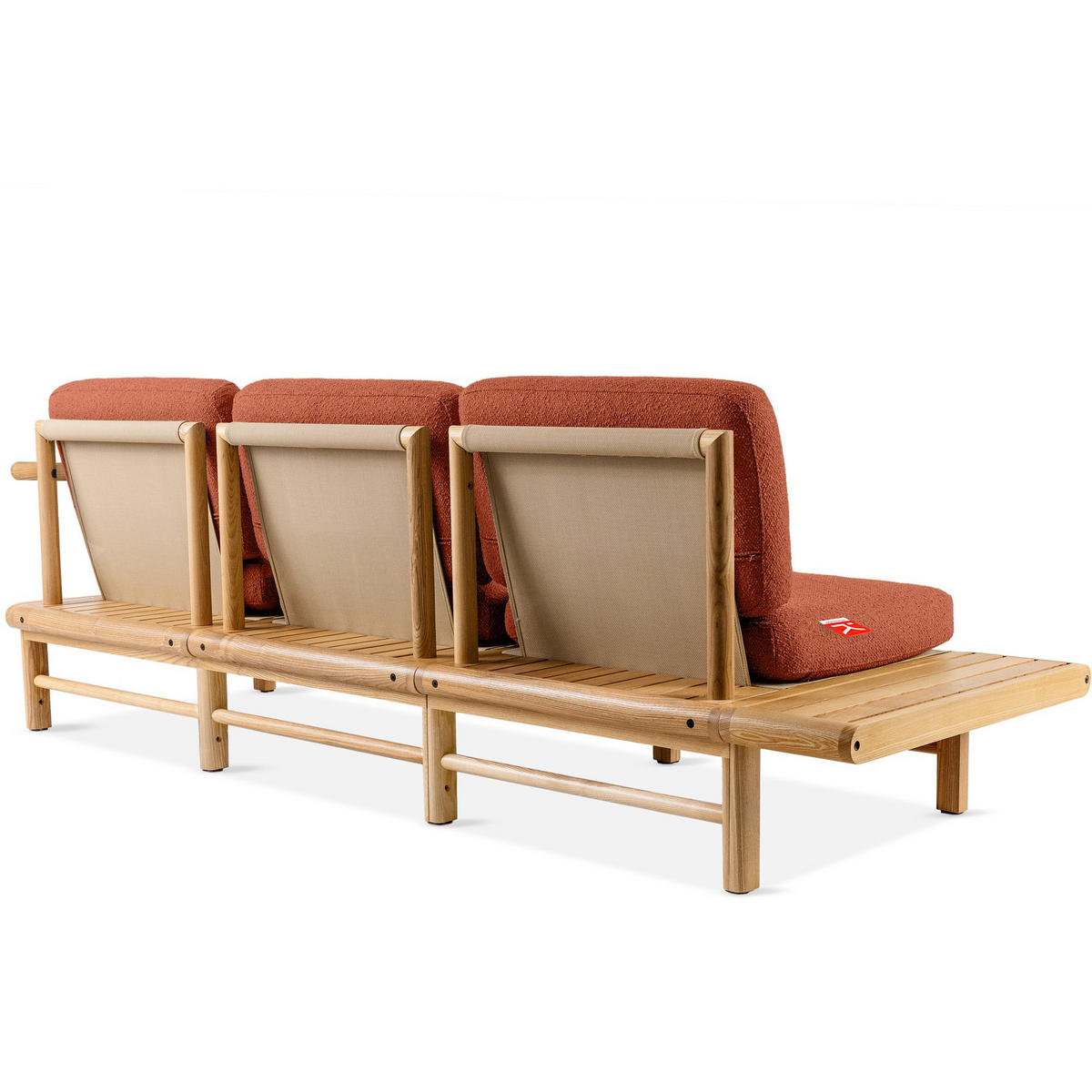 GARTENSOFA ATREDA 3-Sitzer, mit Ablage - Orange, Holz/Textil (245/74/80cm) - KONSIMO®