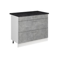 SPODNÍ SKŘÍŇKA KUCHYŇSKÉ LINKY R-Line, Beton/Bílá, 100 cm pracovná doska antracitová - bílá/šedá, kompozitní dřevo (100/81.6/60cm) - Vicco
