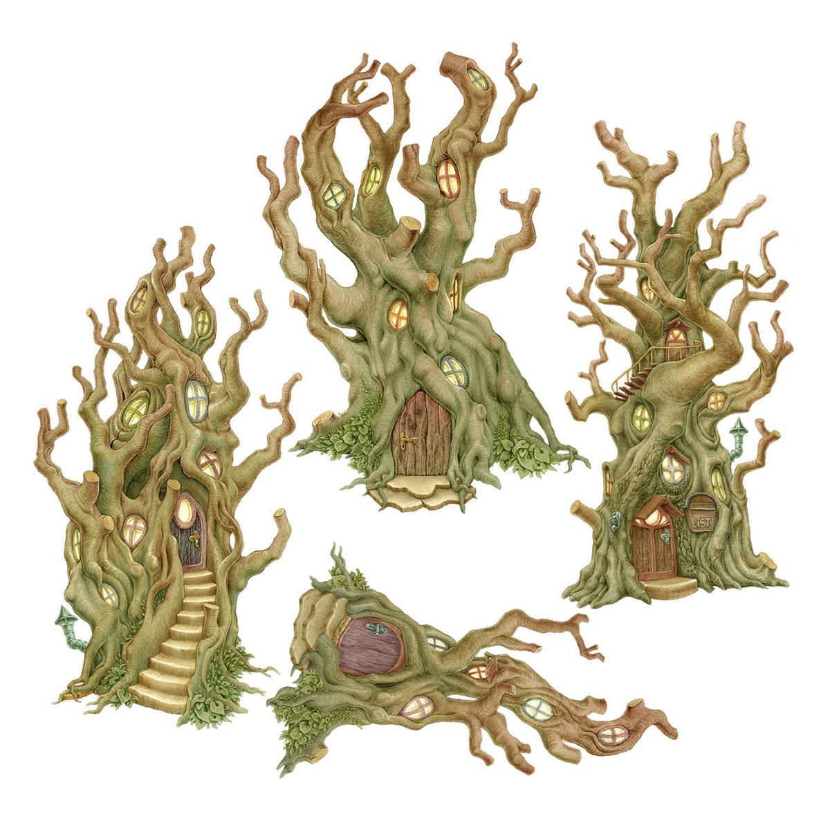 WANDAUFKLEBER 60x168cm - Zauberhäuser - Multicolor, Kunststoff (60/168/0.1cm) - Wallfluent