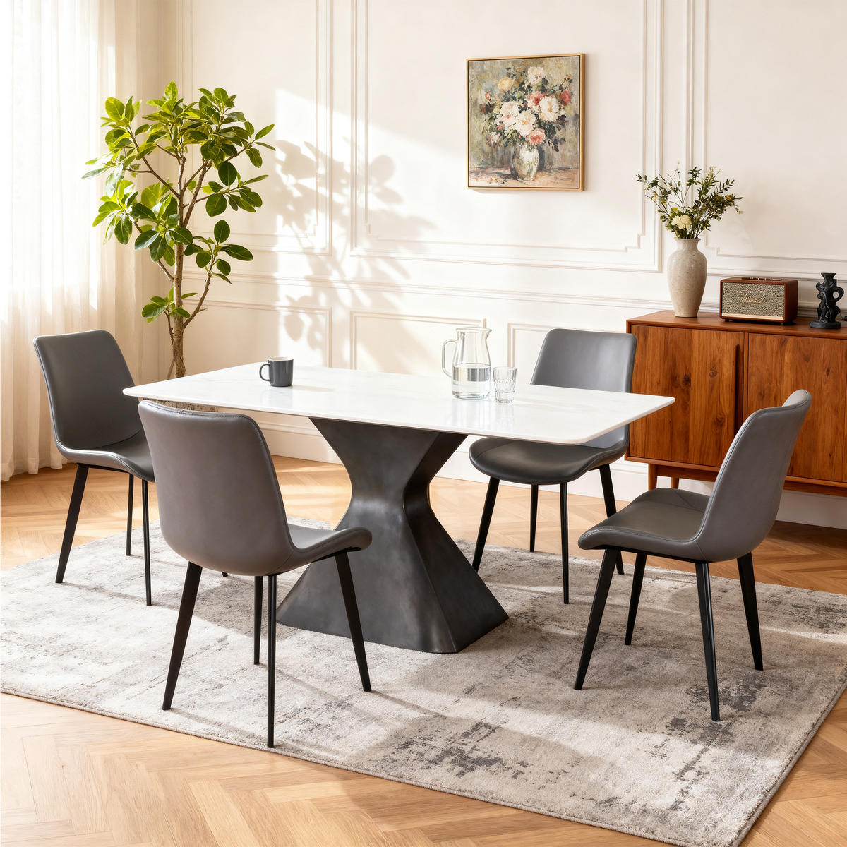 STUHL-SET DE-36246 4 Stück mit Kunstlederbezug Grau - Grau, Metall (44/84/41cm) - ComfortXL