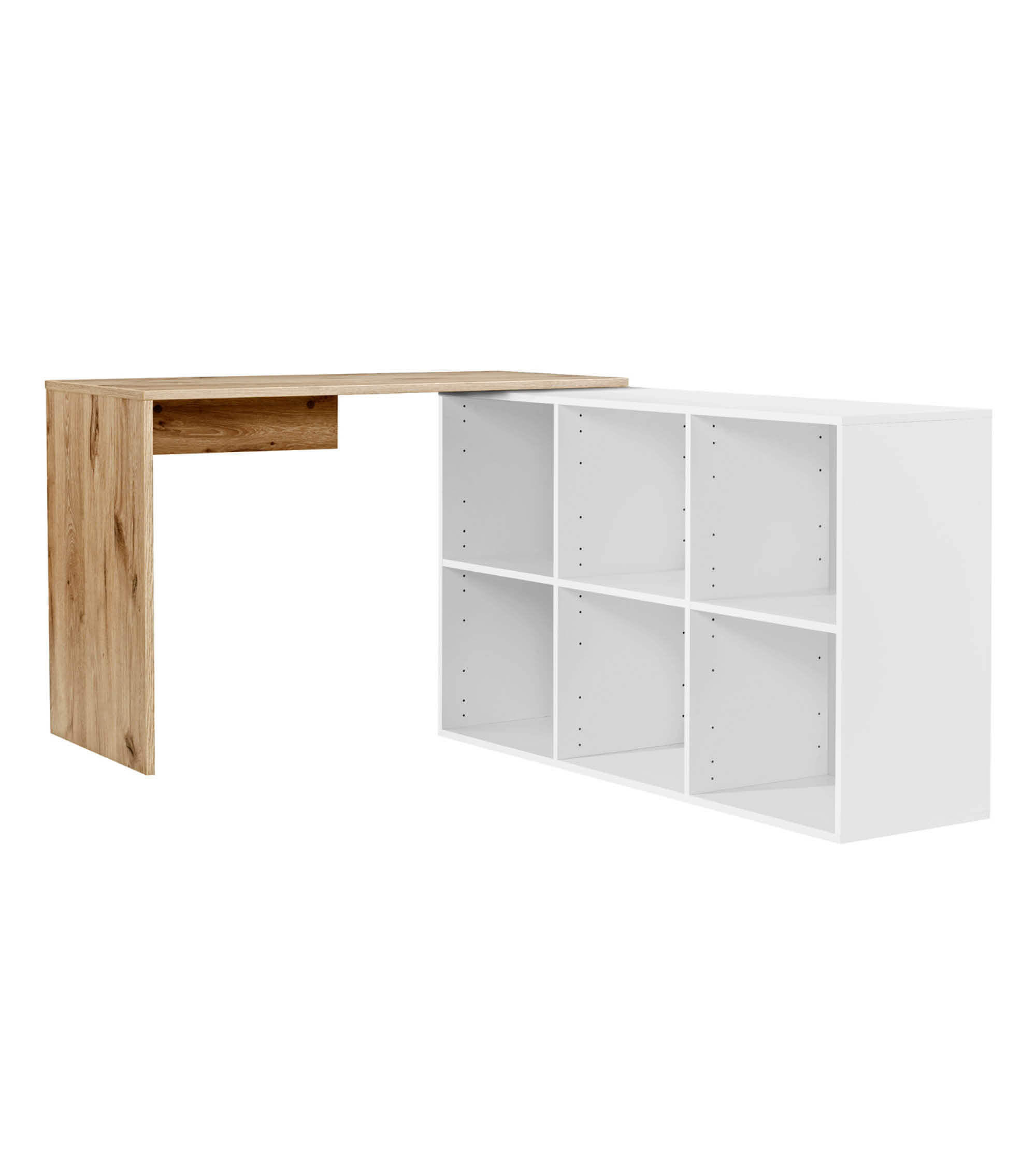 ECKSCHREIBTISCH Der Produktive - Eichefarben/Weiß, Holzwerkstoff (54/112/77cm) - Mokebo
