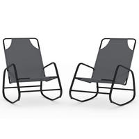 SCHAUKELLIEGEN 2 Stk. Grau Stahl und Textilene - Grau, Metall (89/93.5/58cm) - furnicato