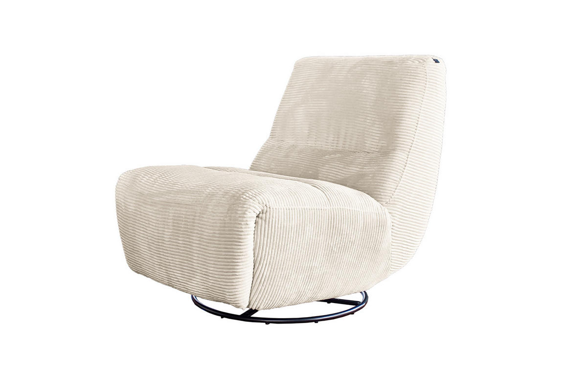SESSEL ELEKTRISCH VERSTELLBAR CINE Cremeweiß Cord - Creme/Schwarz, Textil/Metall (87/93/106cm) - KAWOLA