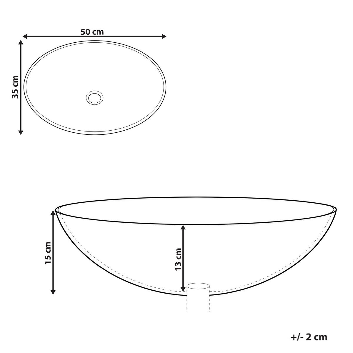 AUFSATZWASCHBECKEN Weiß 50/35 cm Calete - Weiß, Kunststoff (50/15/35cm) - Beliani