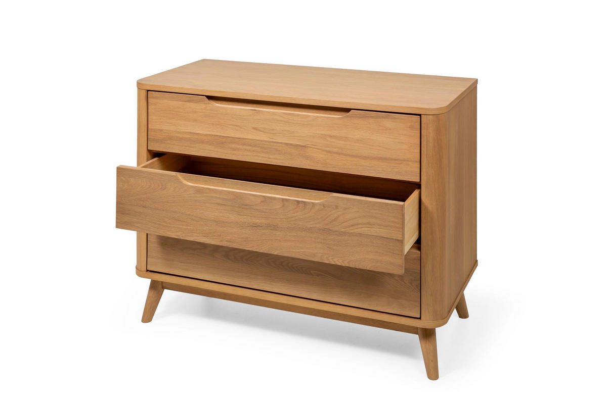 KOMMODE Nora, Natur Massiveiche - Beige, Holz (45/100cm) - WOODEK