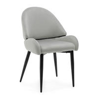 STUHL BERGAMO gepolsterter mit Steppung - hellgrau - Samt Velour - Hellgrau/Schwarz, Textil/Metall (56/91/61cm) - NEW HOME