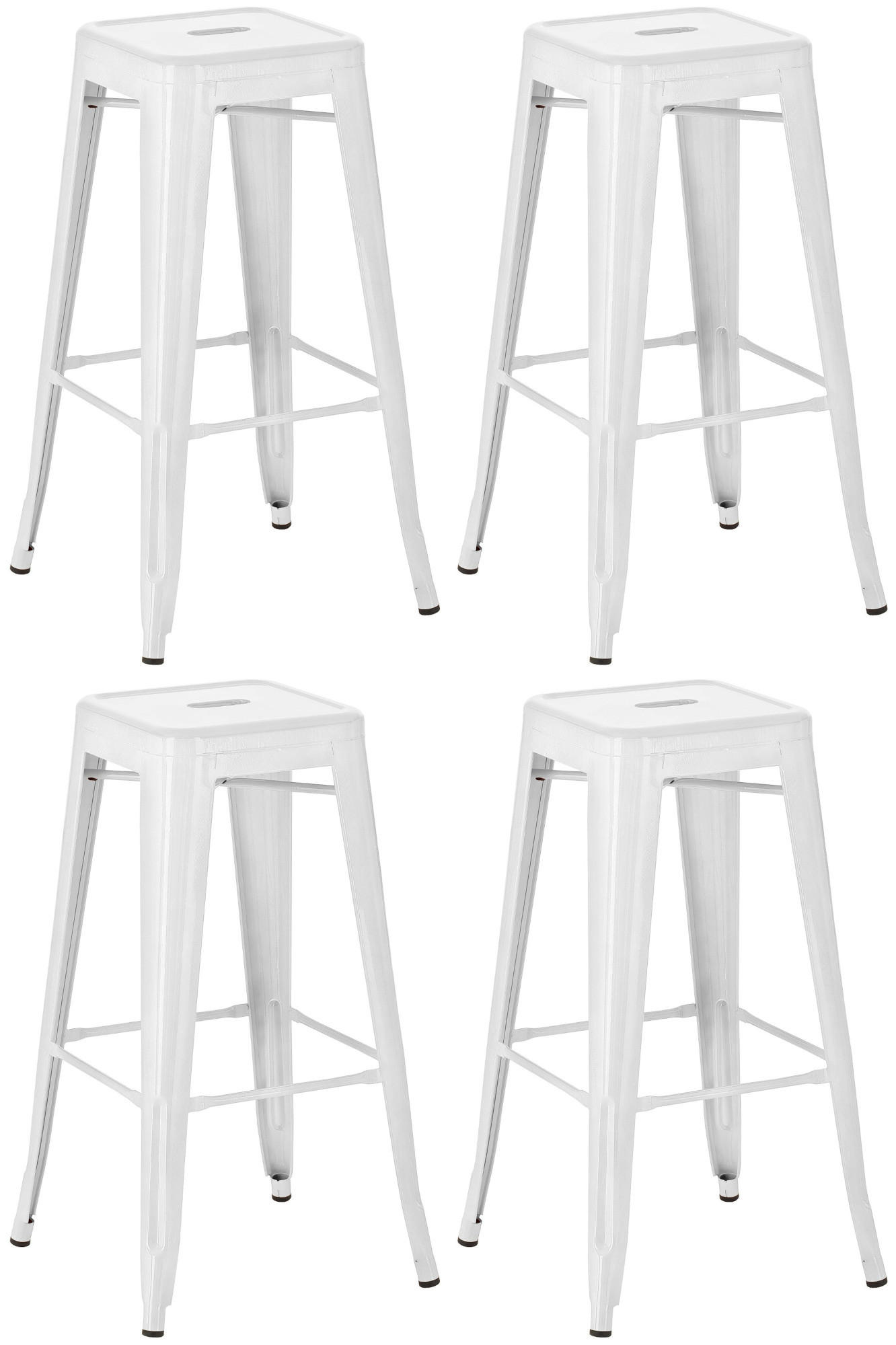 BARHOCKER 4er Set Metall weiß - Weiß, Metall (43/76/43cm) - CLP