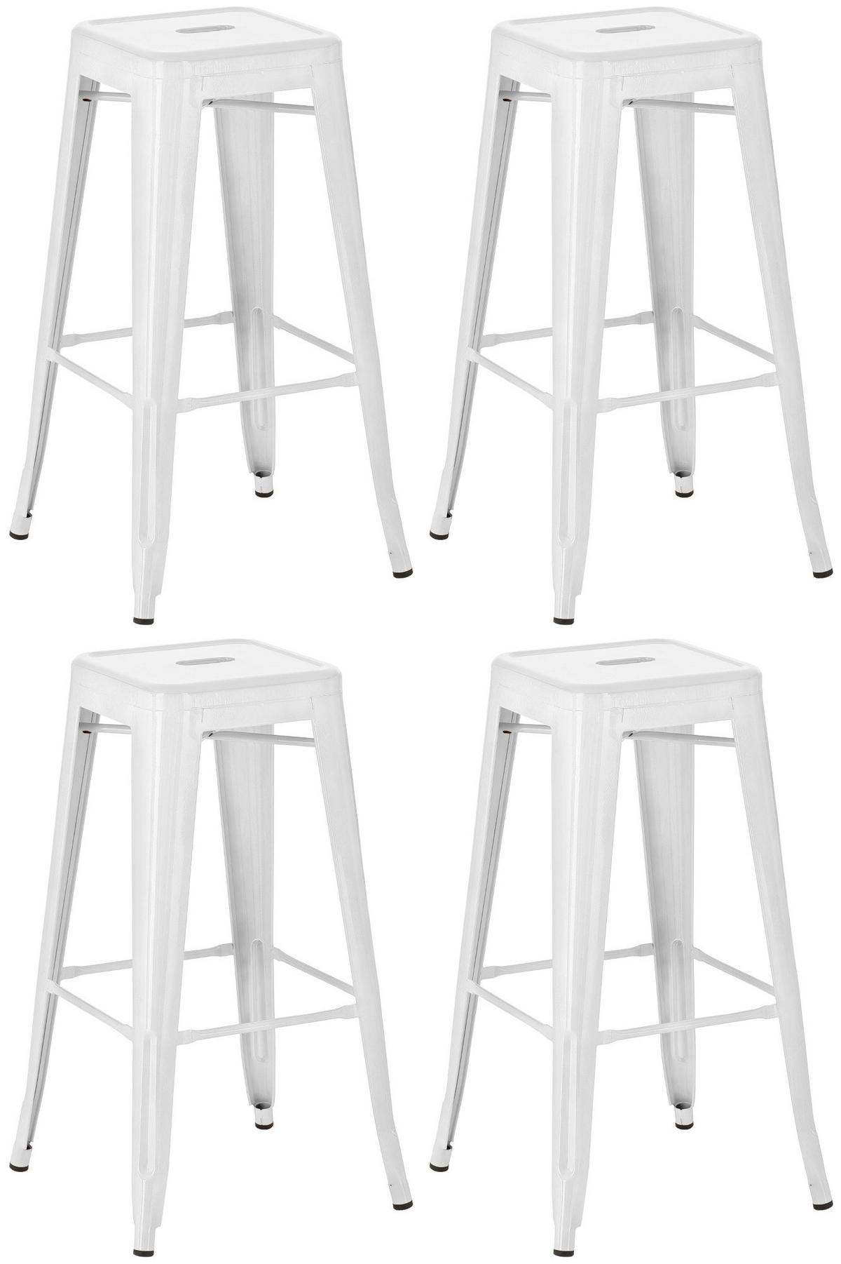 BARHOCKER 4er Set Metall weiß - Weiß, Metall (43/76/43cm) - CLP