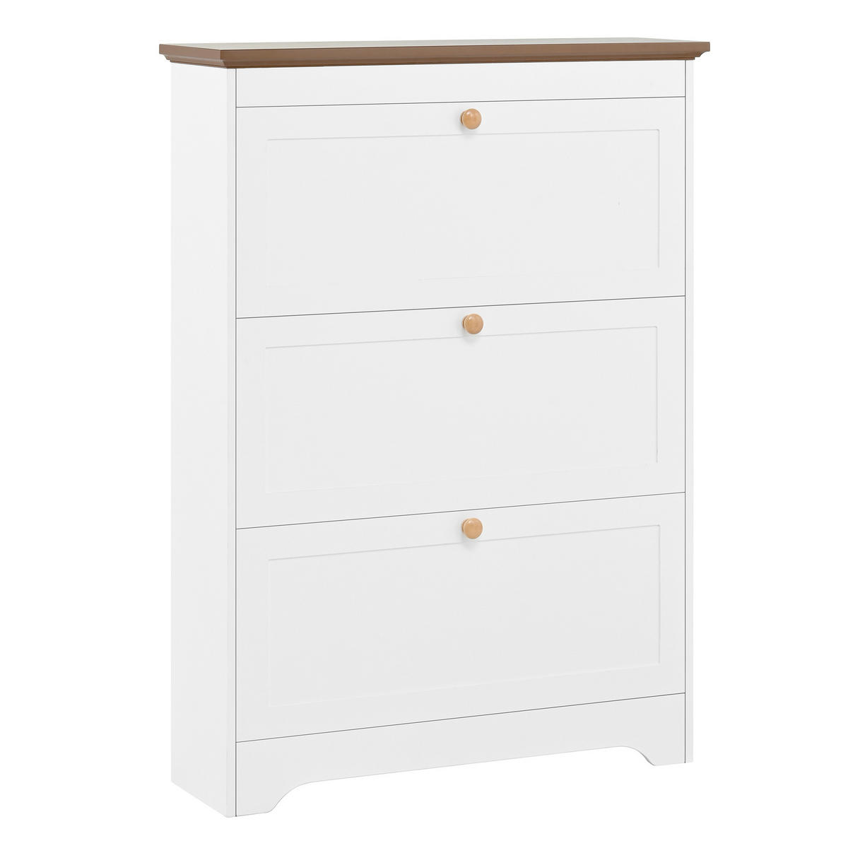 SCHUHSCHRANK Weiß 87/26/120 cm mit 3 Klappen - Weiß, Holzwerkstoff (87/120/26cm) - PANGIVO