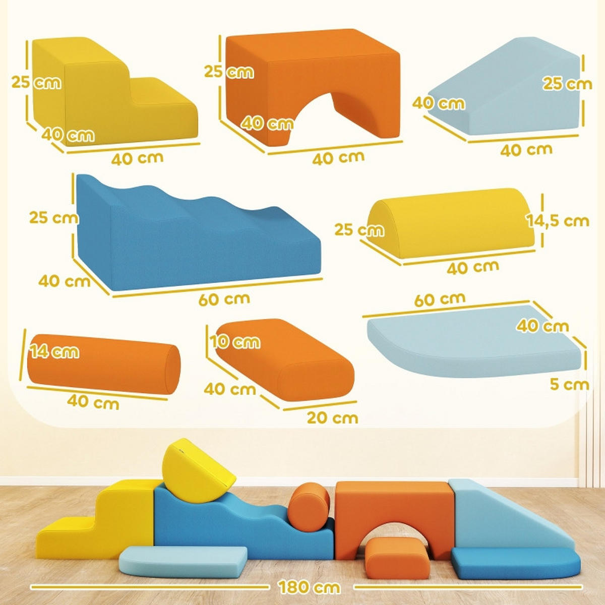 KONSTRUKTIONSSPIELZEUG Bausteine - Multicolor, Kunststoff (80/25/140cm) - Korfee