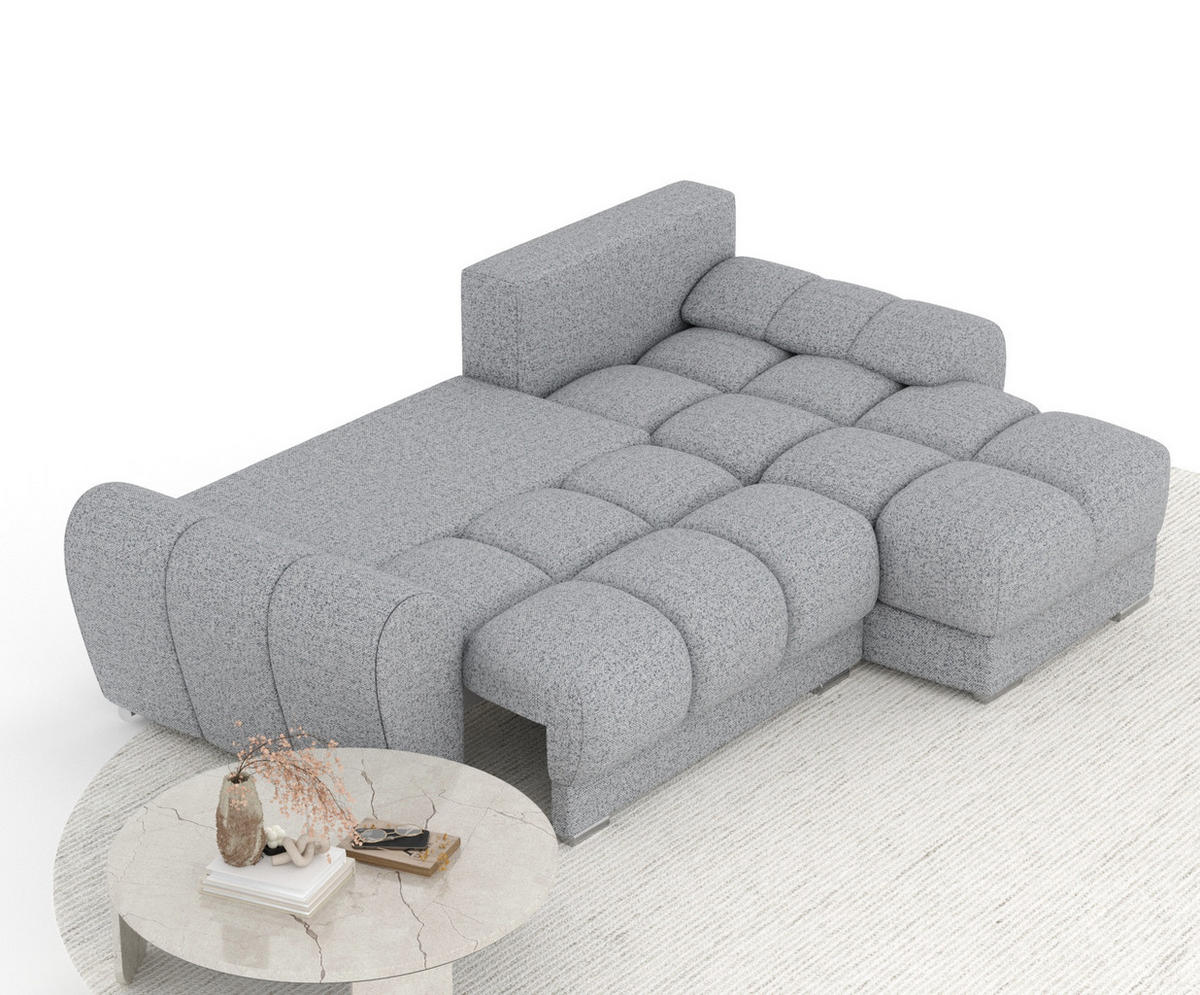ECKSOFA MIT SCHLAFFUNKTION Peebles Grau Webstoff - Chromfarben/Grau, Holz/Holzwerkstoff (256/175cm) - Maison de Reve