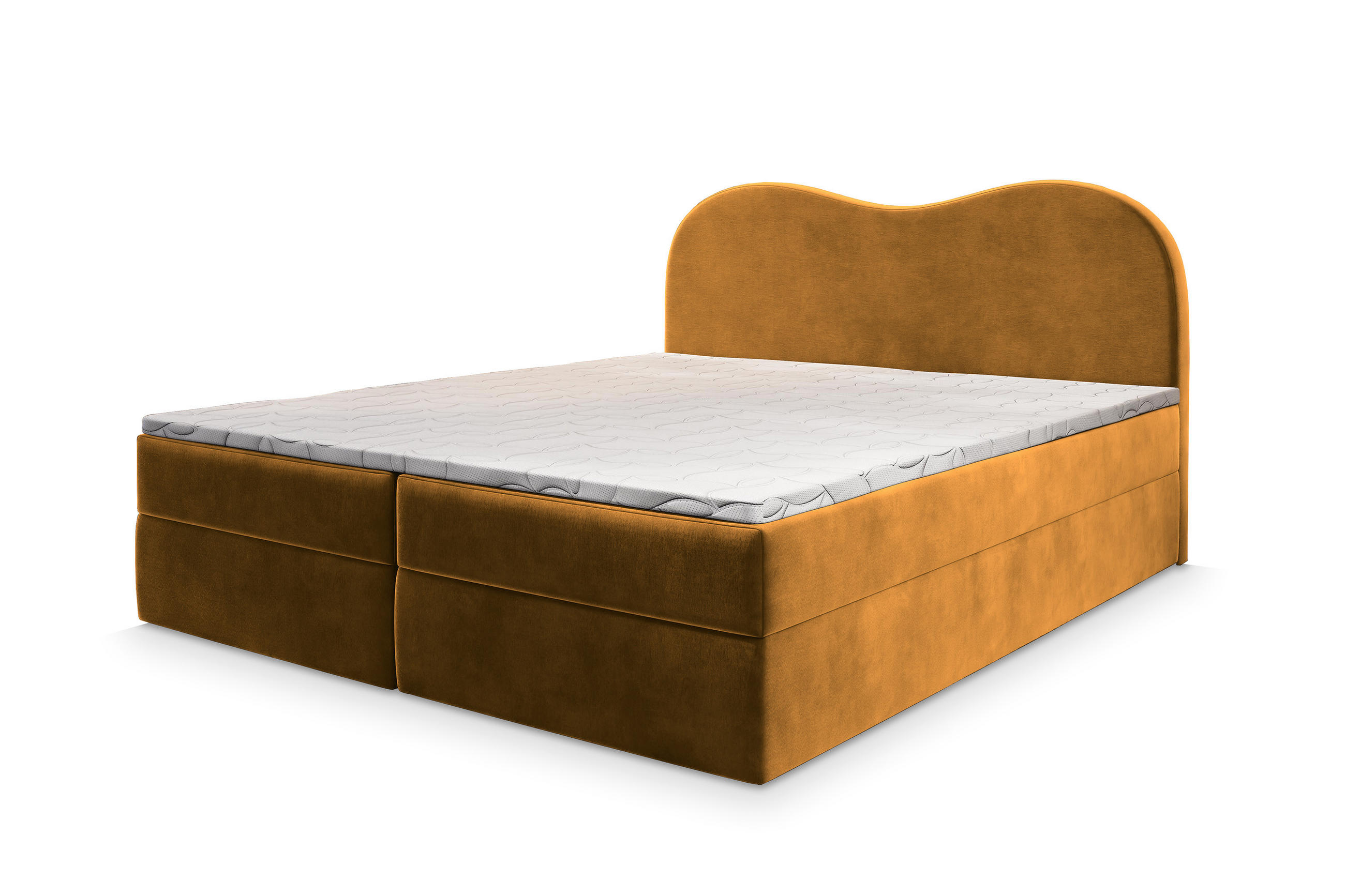 BOXBETT FLUVIA M 160x200 cm mit Matratze und Topper - Gelb - Gelb, Holz (160/200cm) - MASSENO