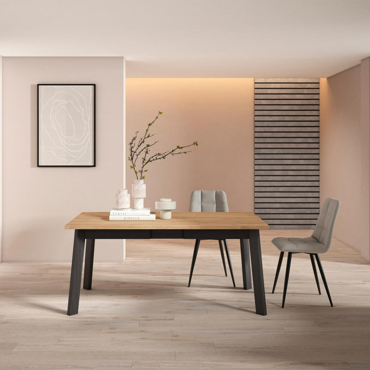 ESSZIMMERTISCH für 8 Gäste, eiche, schwarz, 167/90/75cm - Eichefarben/Schwarz, Holzwerkstoff (90/167/75cm) - Skraut Home