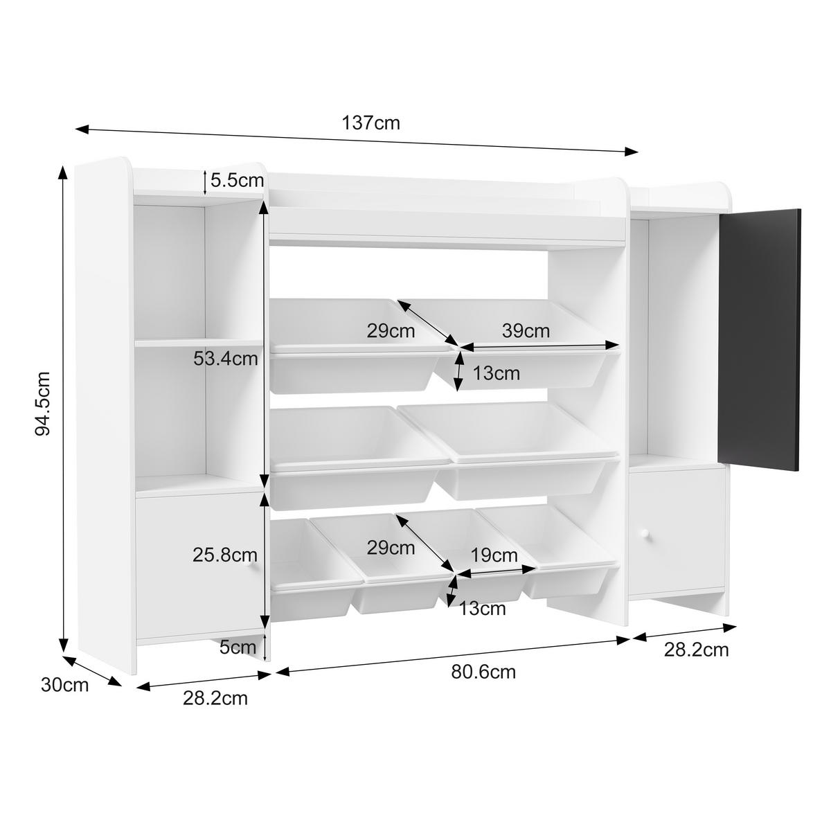 KINDERREGAL 8 Boxen 3 Fächer Spielzeugregal weiß - Weiß, Holz (30/94.5/137cm) - LEBENLANG