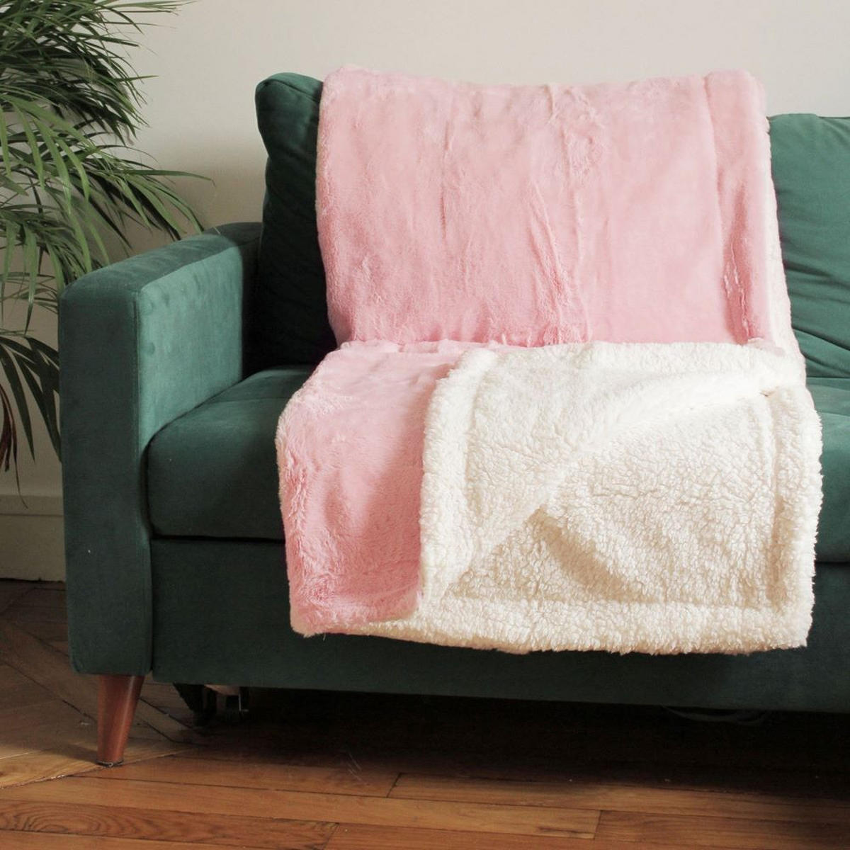 PLAID gefüttert in Kaninchenoptik Rosa 130 x 170 - Pink, Textil (130/170cm) - LE COMPTOIR DE LA PLAGE