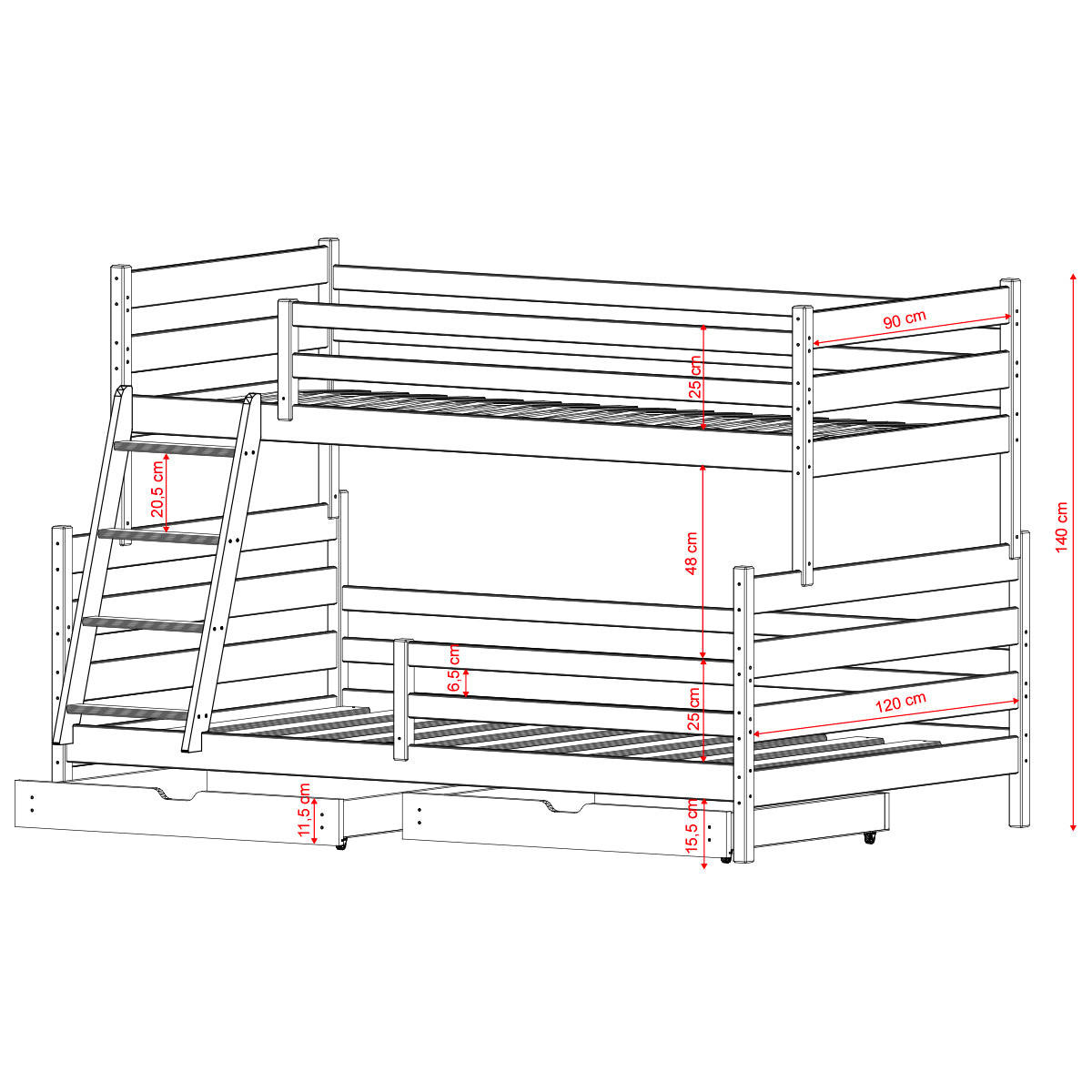 BETT 120/200 Léo Anthrazit - Anthrazit, Holz (120/200cm) - Petits-meubles