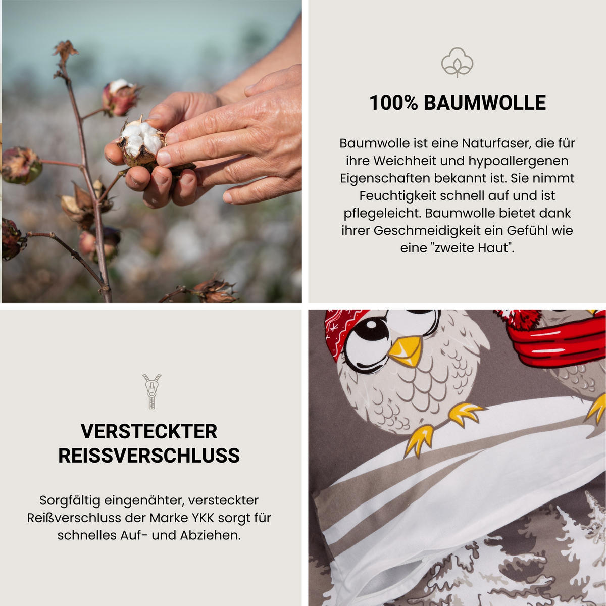 BETTWÄSCHESET Olsona - Feinbiber - 2-teilig - 155 x 220 cm - Grau - Grau, Textil (155/220cm) - SCHIESSER