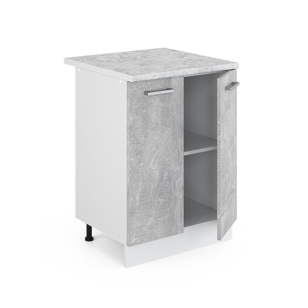 KÜCHENUNTERSCHRANK R-Line Beton 60 cm, AP Marmor - Schieferfarben/Hellgrau, Holzwerkstoff (60/81.6/60cm) - Vicco