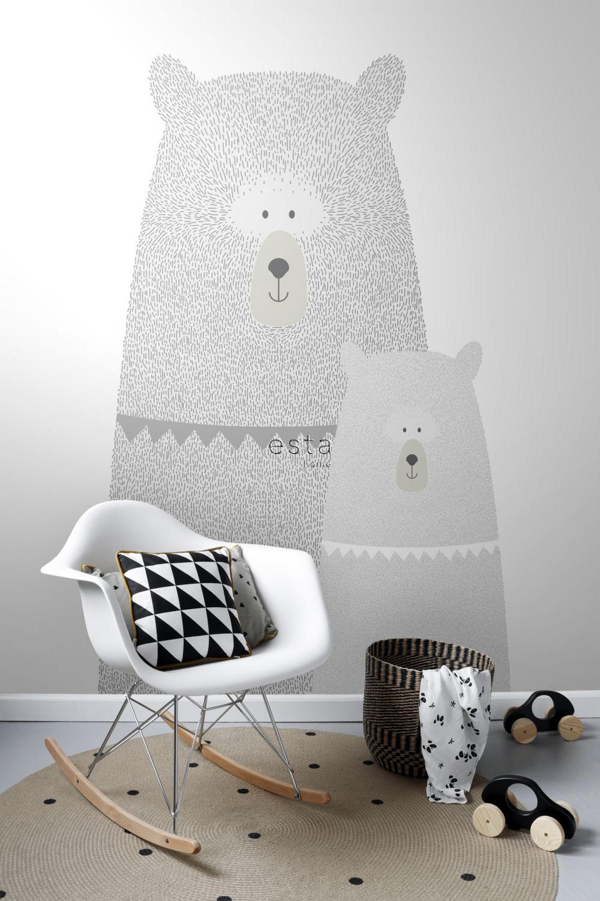 FOTOTAPETE Bären 186 x 279 cm - Grau, Papier (186/279cm) - ESTAhome