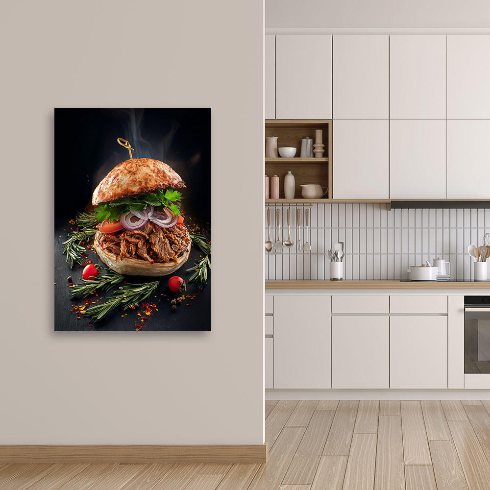 LEINWANDBILD Burger-Food-Küche 40x60cm - Braun, Textil (40/60cm) - Feeby