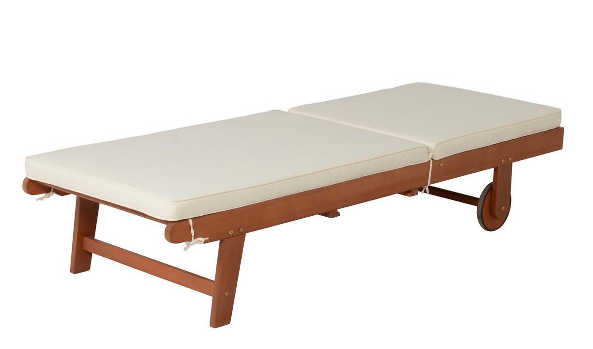 SONNENLIEGE Sano Verstellbar mit Auflage Beige Gartenliege - Beige, Holz (64/89/183cm) - DELUKE