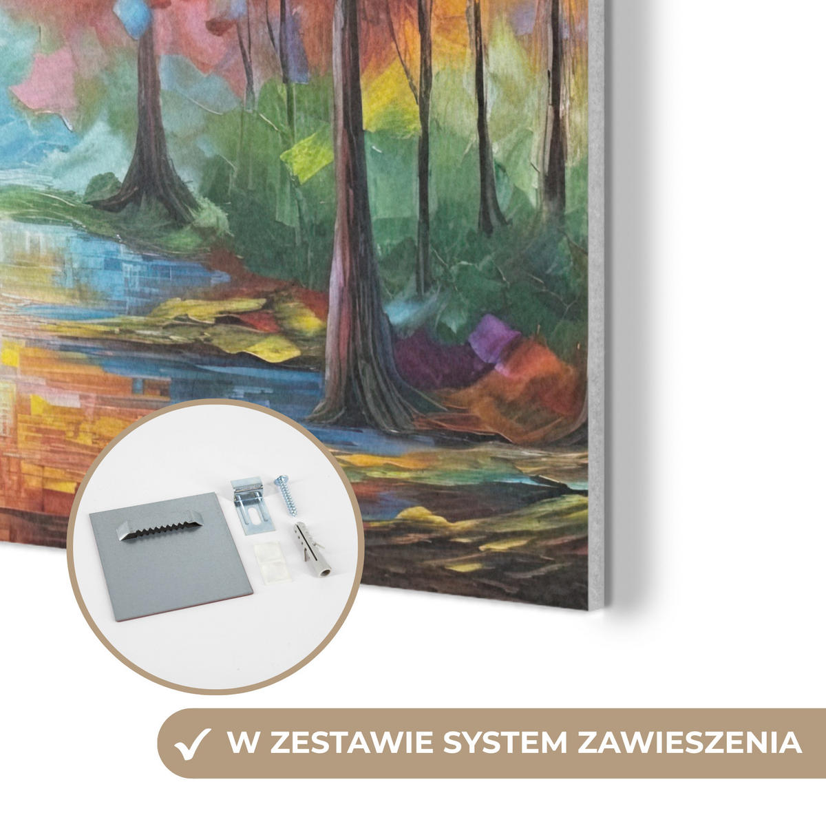 AKUSTIKBILD Landschaft - Wald - Farben - Natur Akustikpaneele 90x90 cm - Multicolor, Textil (90/90/0.9cm) - MuchoWow