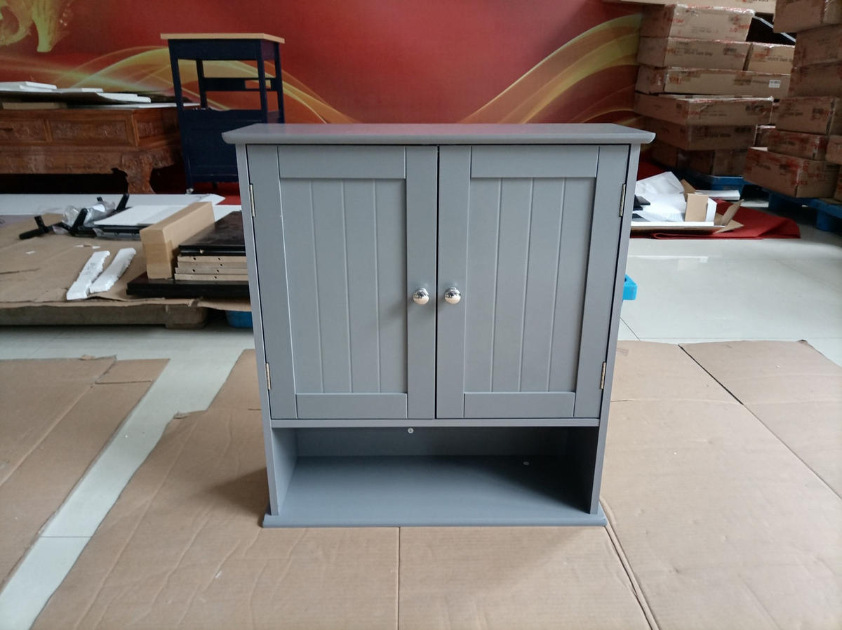 KÜCHENOBERSCHRANK 54,6/19,8/60 cm in Hellgrau mit 2 Türen und verstellbarem Einlegeboden - Hellgrau, Holzwerkstoff (54.6/60/19.8cm) - BEAOK