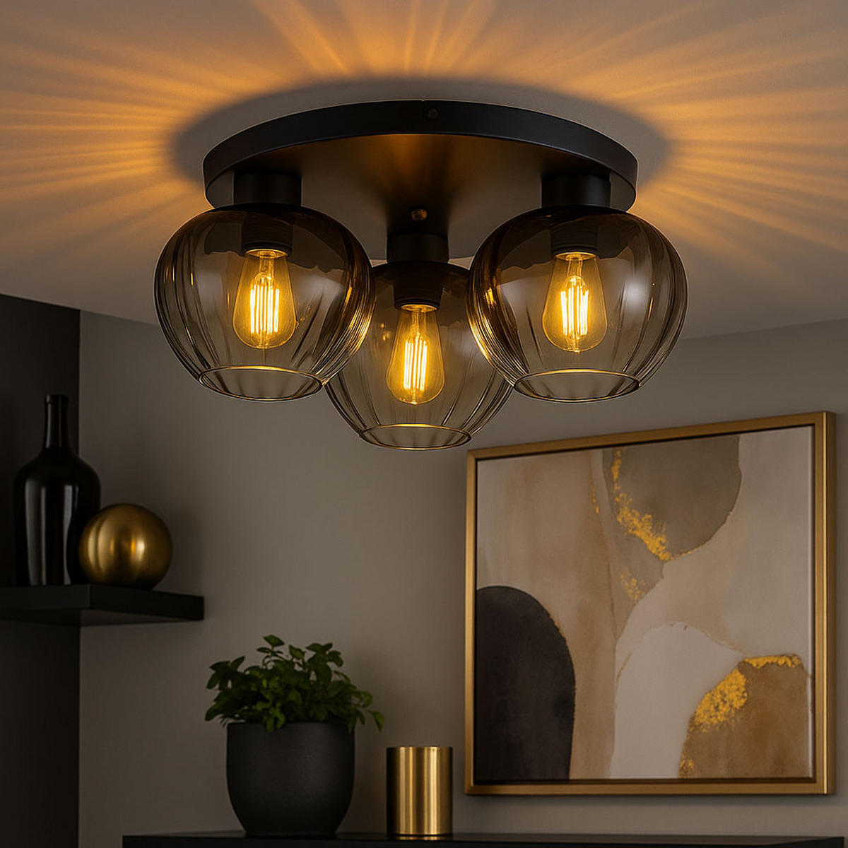 KRONLEUCHTER TOY Schwarz Rauchglas - Schwarz, Glas (45/45/20.5cm) - Nowa