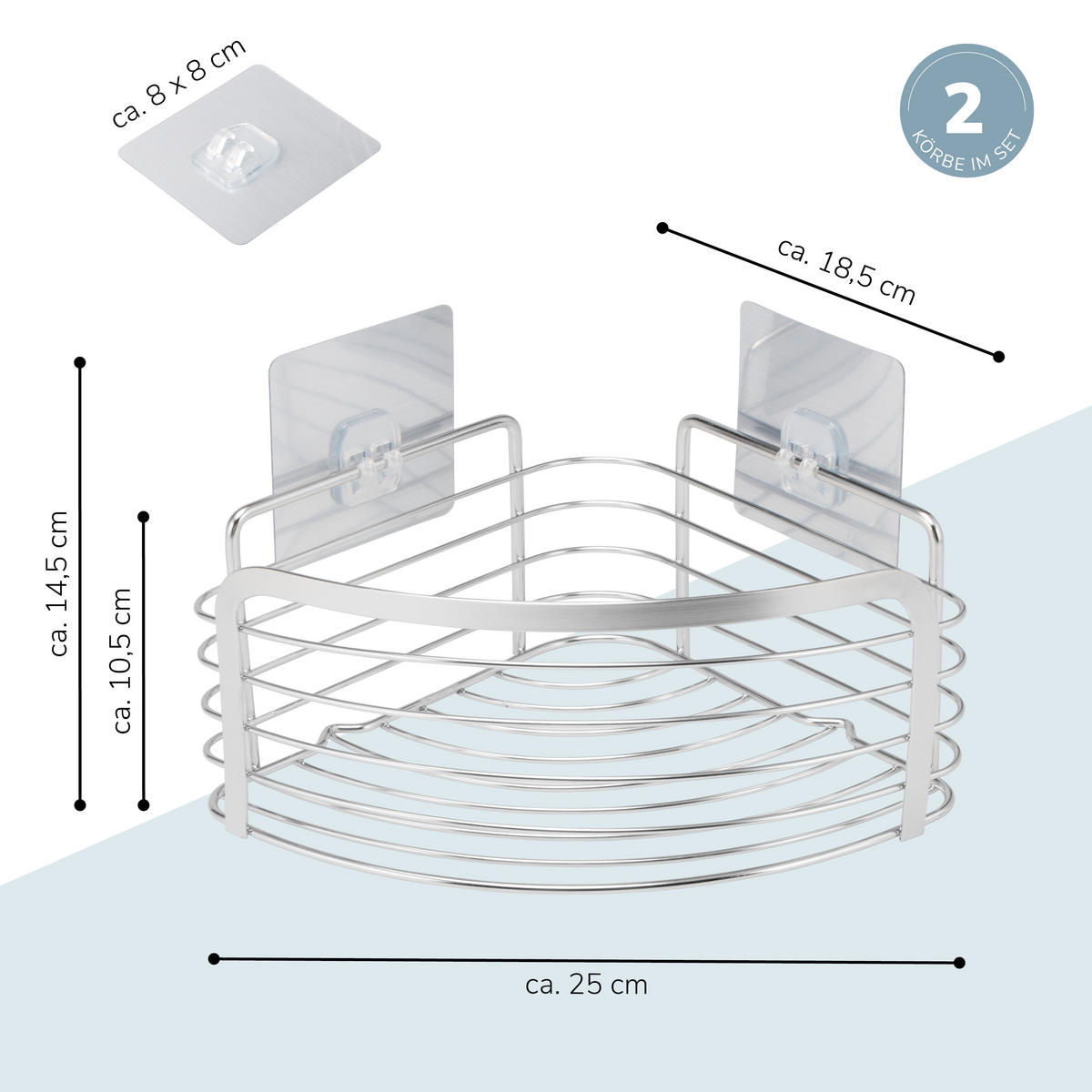 ECK-ABLAGEKORB 2er-Set, silber - Edelstahlfarben, Metall (25/10.5/18.5cm) - bremermann