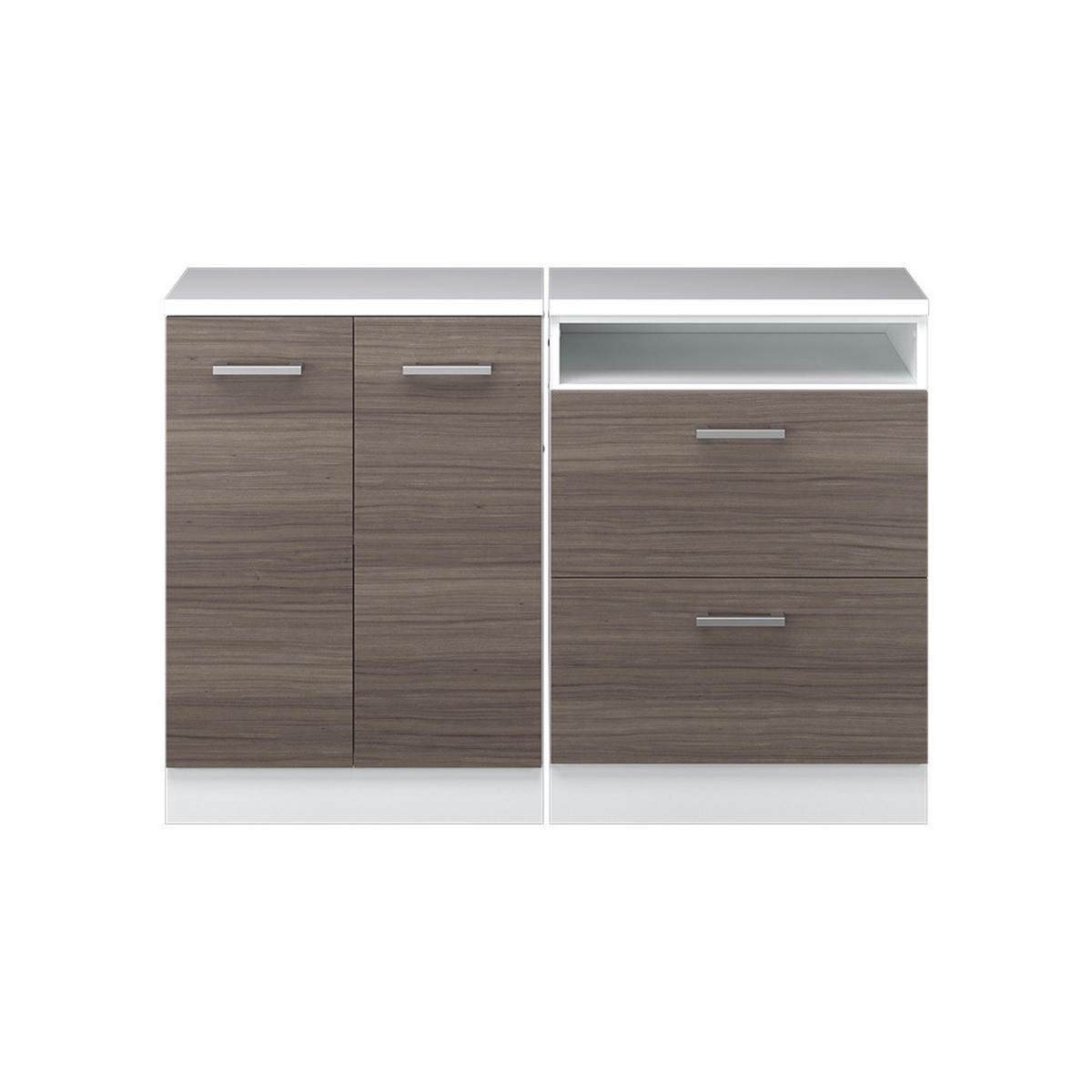 KUHINJSKI ORMAR ZA KOSINE KROVA R-Line Plemenita Siva 120 cm Set od 2 korpusa ormara, dubina 60 cm - bijela/siva, drvni materijal (120/83.8/60cm) - Vicco
