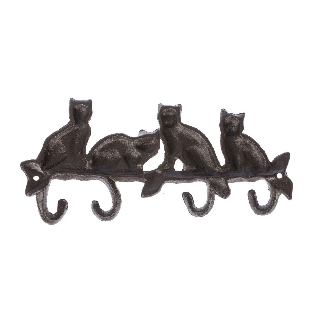 HAKENLEISTE Katzen, Gusseisen - Braun, Metall (28/13/4cm) - Homescapes