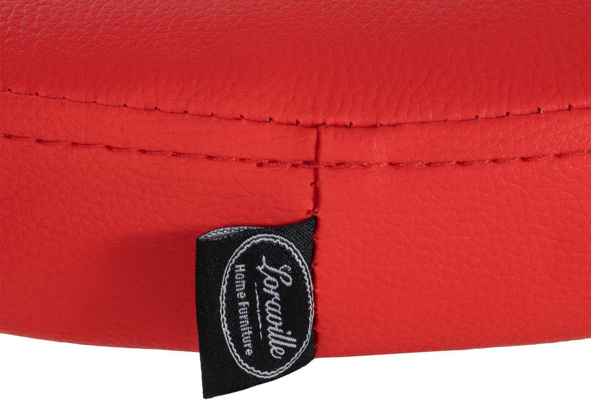 BARHOCKER Lederlook rot - Rot/Schwarz, Textil/Metall (38.5/60/38.5cm) - CLP