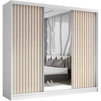 SCHWEBETÜRENSCHRANK Helix 240/216/61 weiß+eiche artisan - Schwarz/Weiß, Holzwerkstoff (240/216/61cm) - Beautysofa