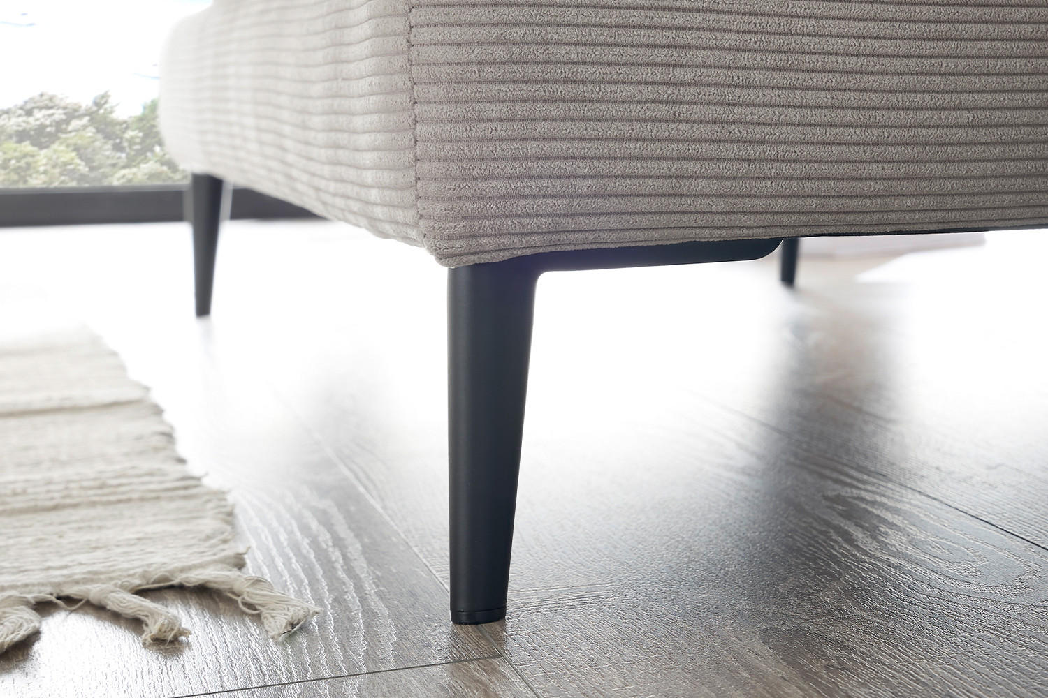 LONGSEAT CARA Beige Cord - Beige/Schwarz, Textil/Metall (132/84/170cm) - KAWOLA