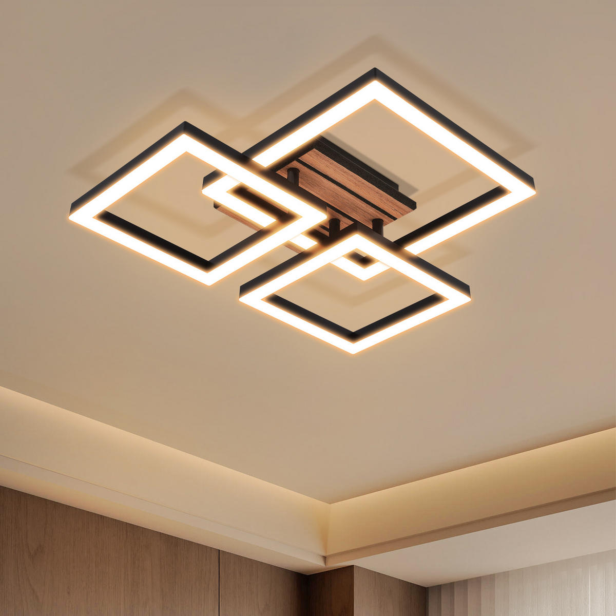 LED Deckenleuchte 38/32/8cm - Schwarz, Metall (32/38/8cm) - Nettlife