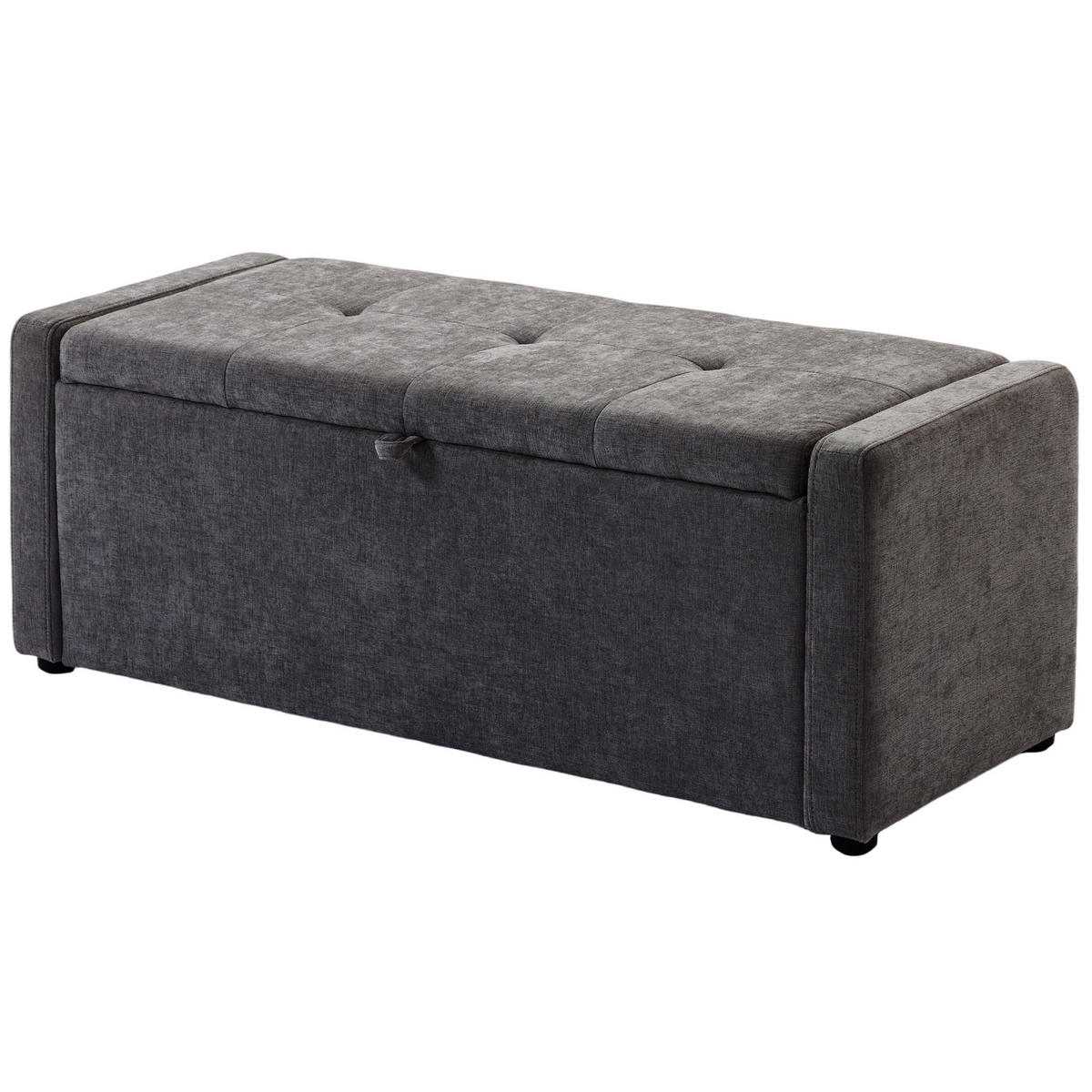 TRUHENBANK DE-16454 breit gepolstert mit Stauraum Dunkelgrau - Dunkelgrau, Textil (122/44/48cm) - ComfortXL