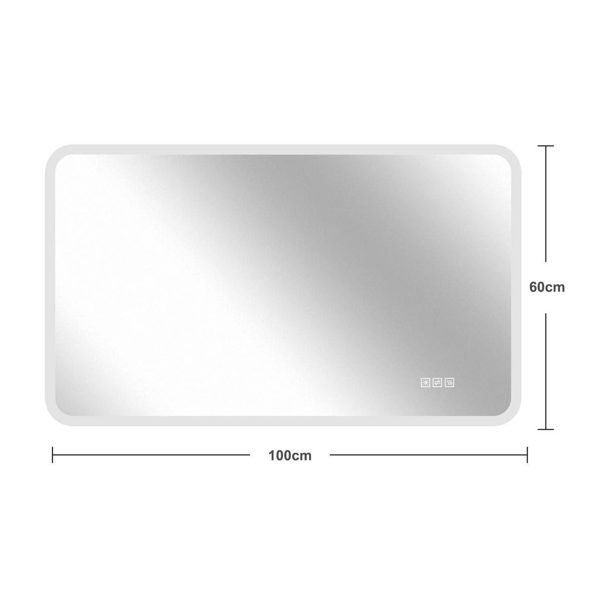 WANDSPIEGEL 100/2,9/60 cm silber aus Glas und Metall mit LED, Anti-Beschlag und Memory-Funktion - Silberfarben, Glas (60/2.9/100cm) - OKWISH