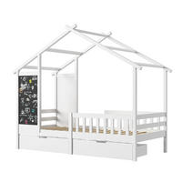 HAUSBETT 90x200cm mit 2 Schubladen, Weiß - Weiß, Holz (90/200cm)