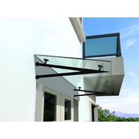 GLASVORDACH 130x90 cm Sicherheitsglas Edelstahl Klarglas V-Schwarz - Transparent, Glas (130/1.31/90cm) -  Glaswerk Westfalen
