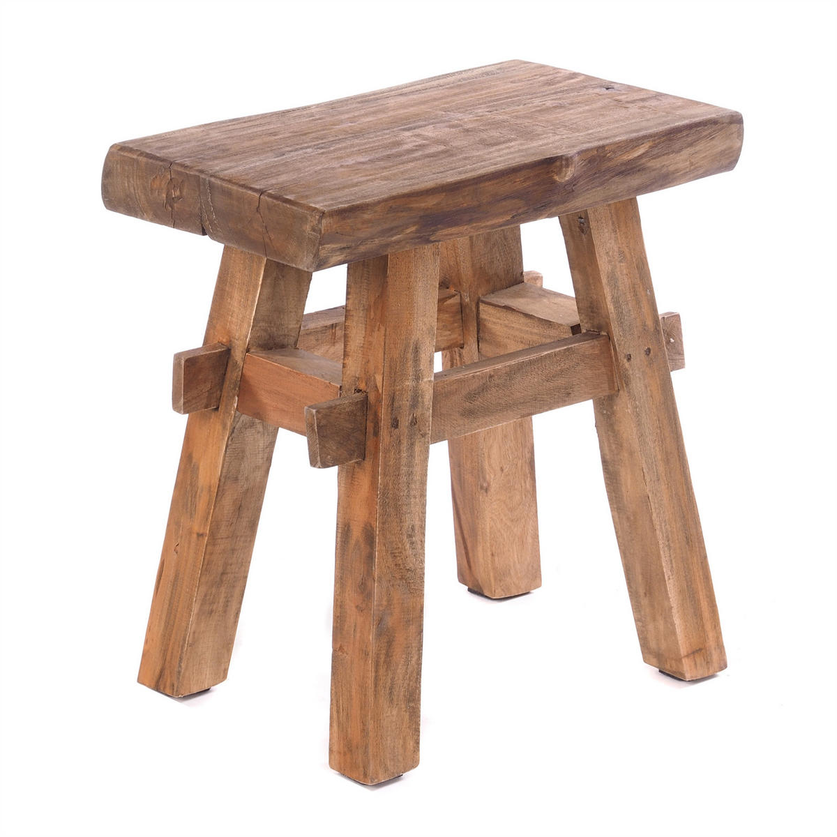 HOCKER VINTAGE 40 Massivholz 01 natur-vintage - Naturfarben, Holz (45/43/27cm) - DESIGN DELIGHTS