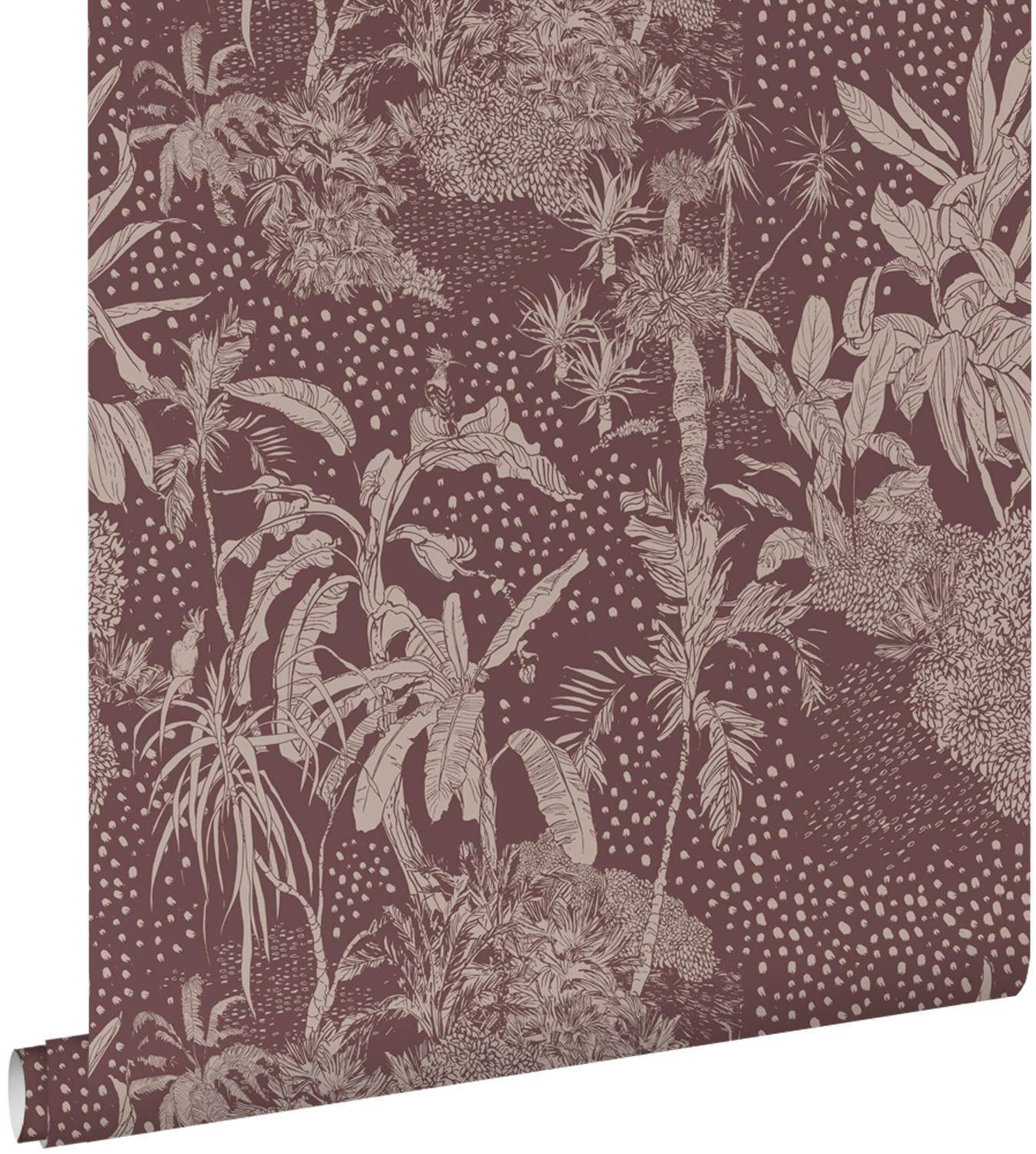 TAPETE tropische Blätter 50 x 900 cm - Rot, Papier (50/900cm) - ESTAhome