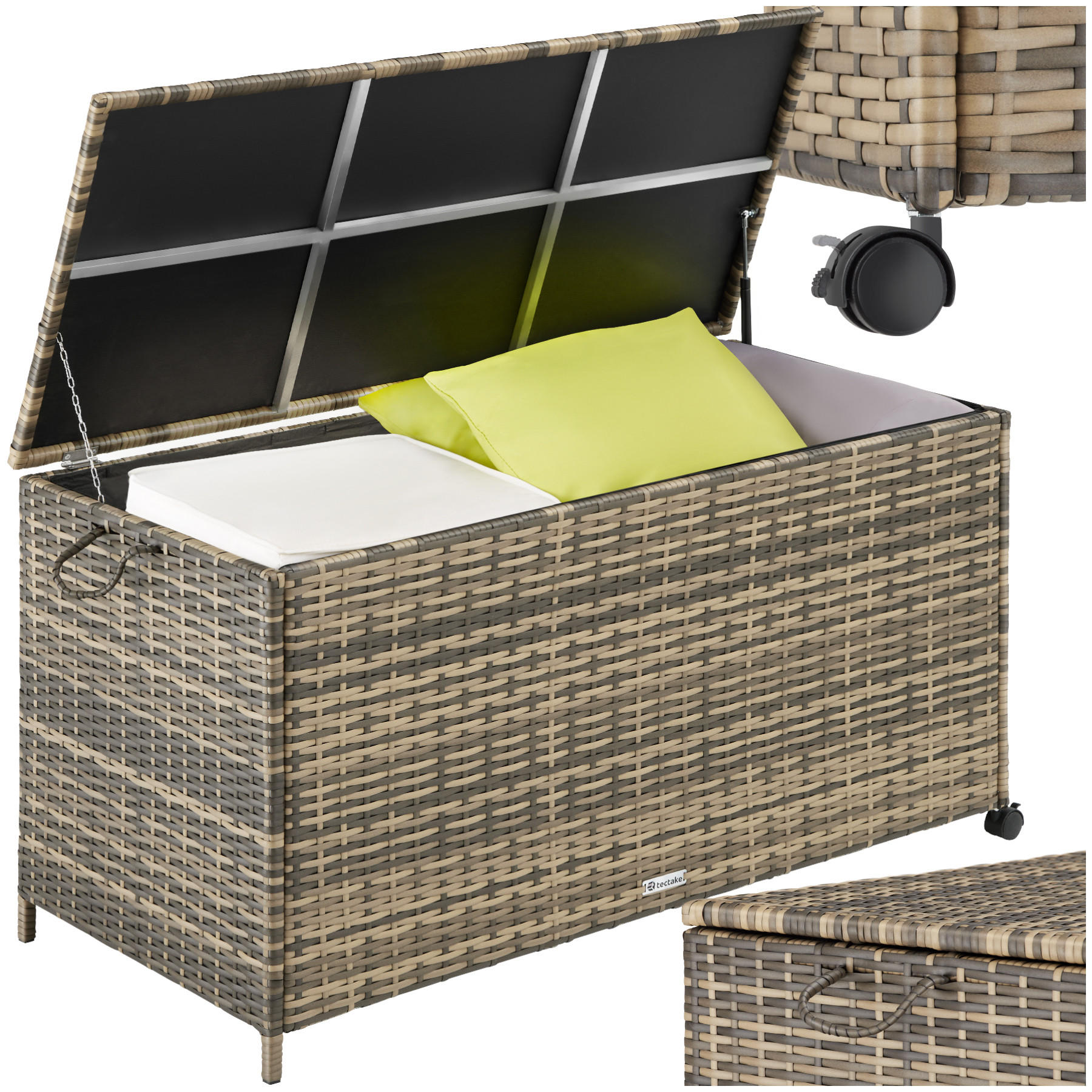 AUFLAGENBOX Kuusamo,117 x 54 x 64 cm,natur - Naturfarben, Kunststoff (54.5/63/117cm) - tectake