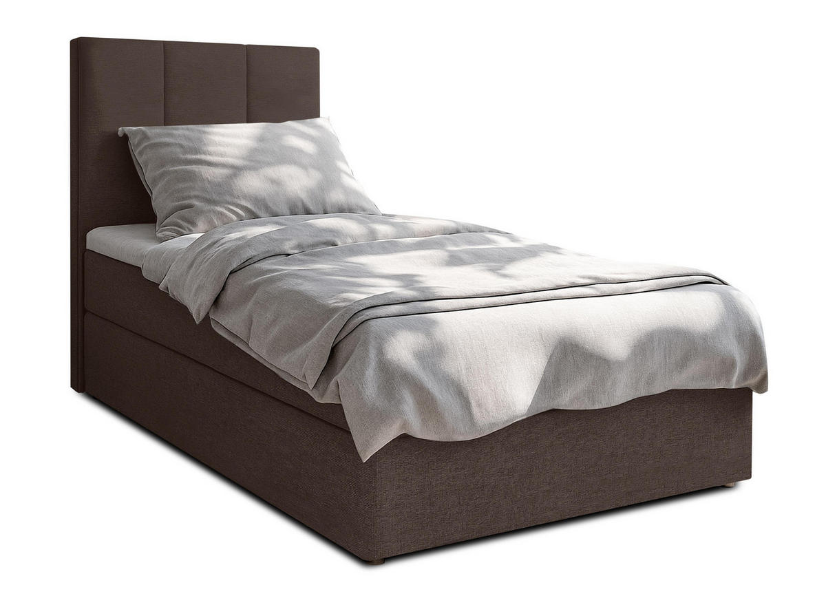 BOXBETT MEREA 90x200 cm mit Bettkasten und Matratze - Braun - Schwarz/Braun, Holz/Holzwerkstoff (90/200cm) - AX Living