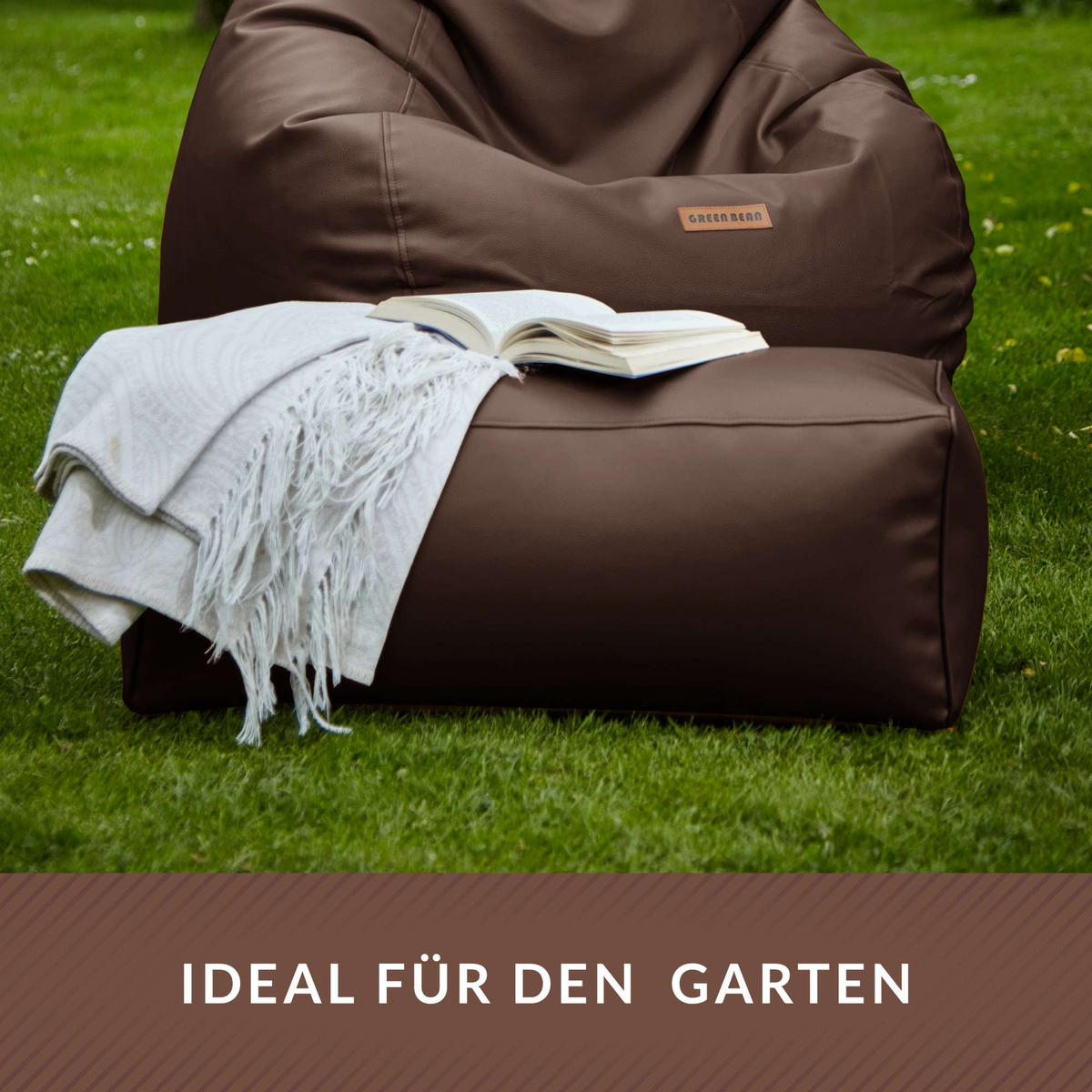 SITZSACK-HOCKER 70x33x28cm - KUNSTLEDER - Dunkelbraun, Textil (33/28/28cm) - Green Bean