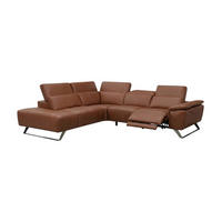 ECKSOFA Predator Echtleder mit 1 x Relaxfunktion Cognacbraun - Cognac, Leder/Metall (230/270cm)