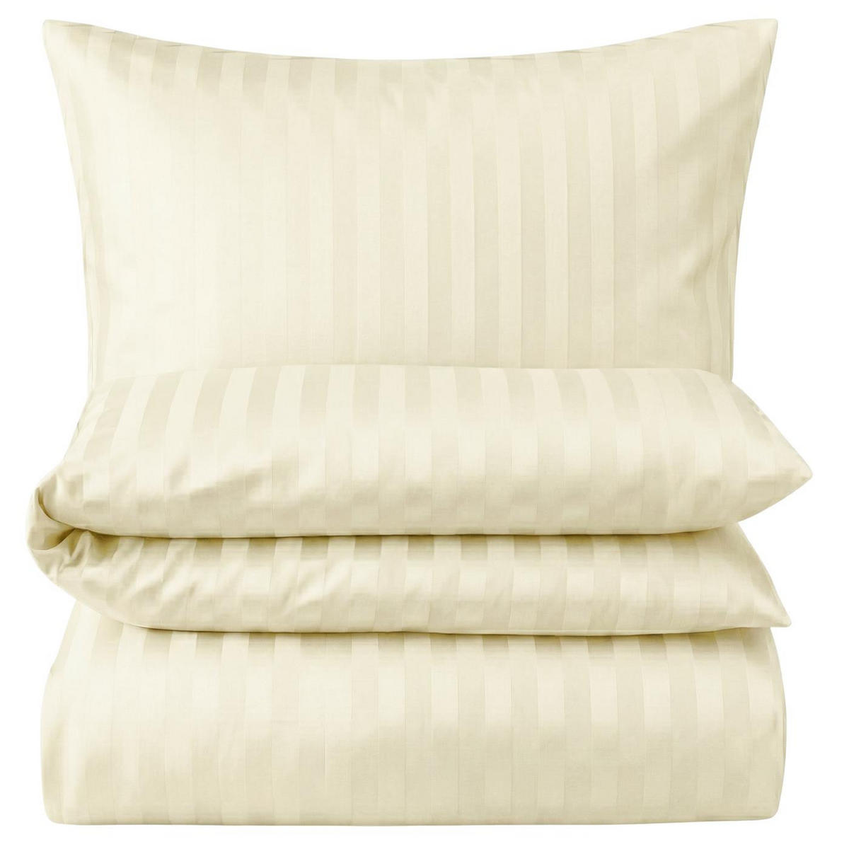 BETTWÄSCHE Damast 135x200 Creme gestreift - Bettbezug aus 100% Baumwolle - Creme, Textil (135/200cm) - Carpe Sonno