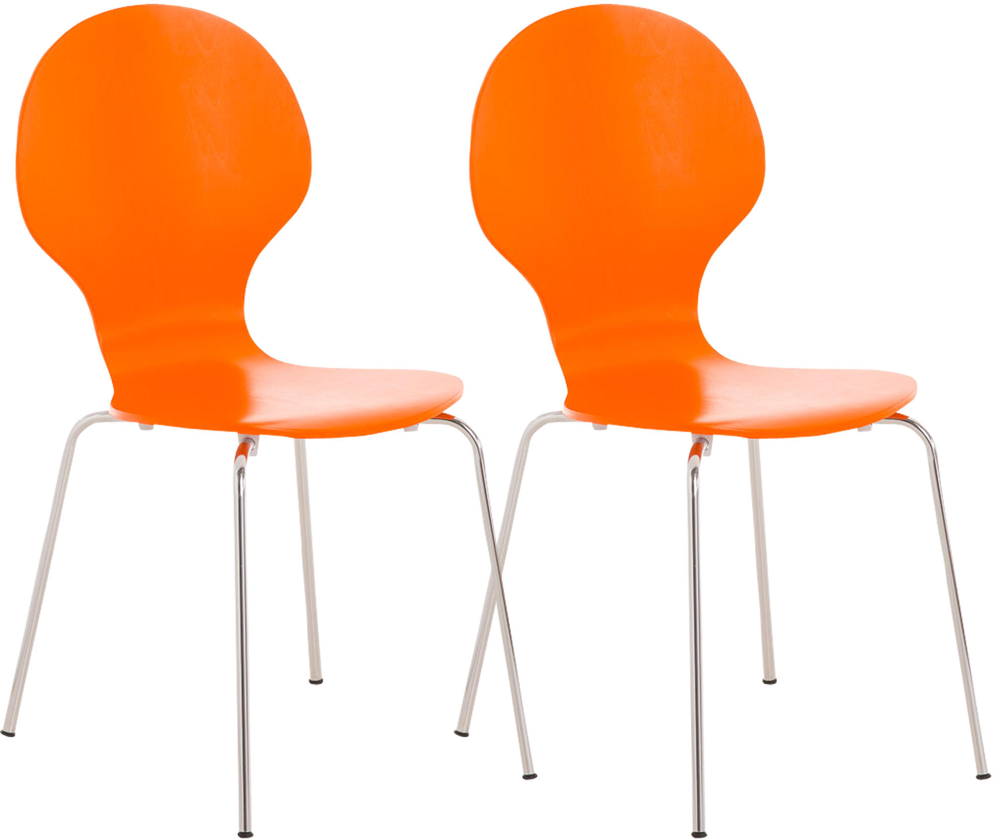 BESUCHERSTUHL 2er Set Holz orange - Orange, Holz/Metall (43/86/45cm) - CLP