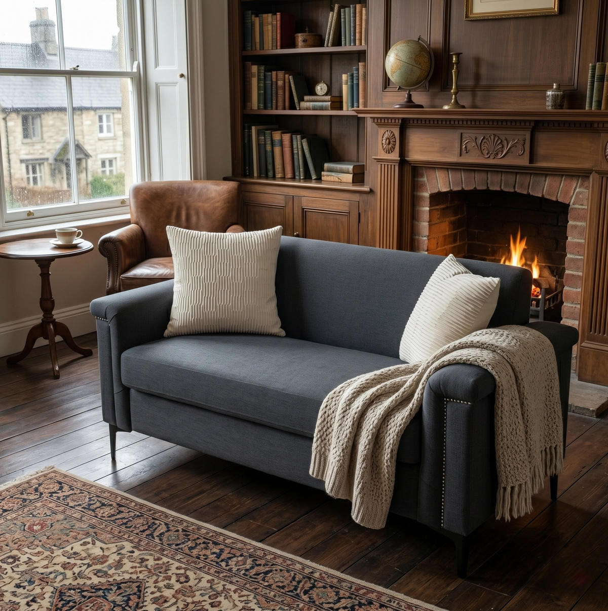 SOFA 2-Sitzer 172 cm Dunkelgrau mit Metallfüßen - Dunkelgrau, Holz (73.5/81.5/172cm) - Meubliv