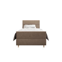 BOXBETT FLO PLUS 100x200 Itaka 48, mit Matratze H3, Bonell und Topper, Camel - Cappuccino, Holz/Textil (100/200cm) - Bedante